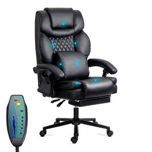 Executive chair in ecological leather with massage and footrest OFF 935 black Executive chair in ecological leather with massage and footrest OFF 935 black