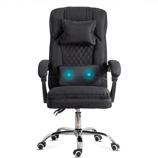 Office chair, black fabric with metal base and massage lumbar cushion, modern OFF 936