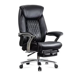 Scaun directorial negru din piele ecologică premium și suport lombar reglabil OFF 950 - REZISTENT 150 KG