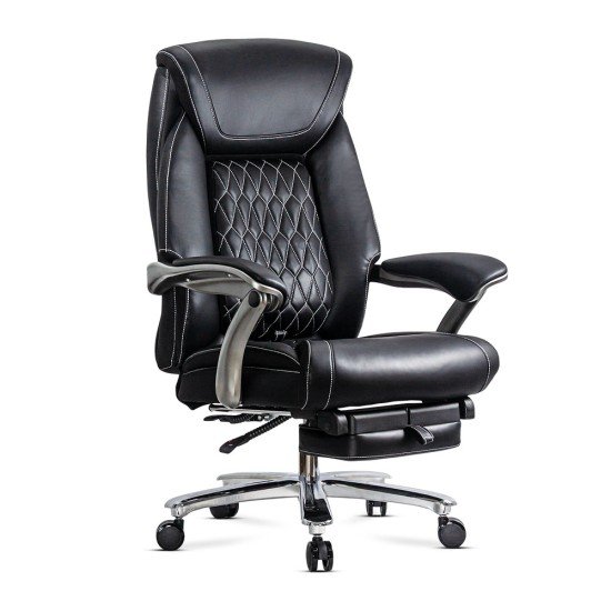 Black executive chair, eco-leather, lumbar support OFF 950