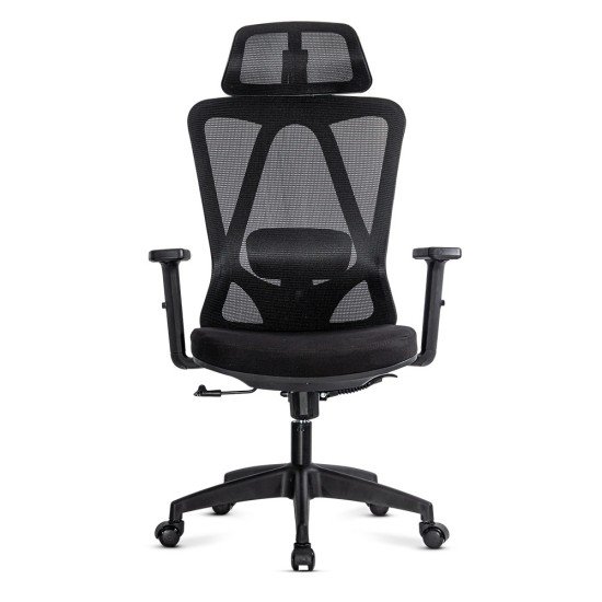Scaun ergonomic negru cu tetiera reglabila si suport lombar OFF 987