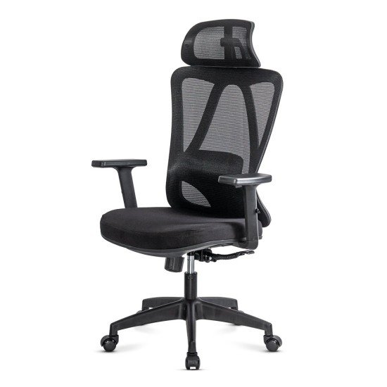 Scaun ergonomic negru cu tetiera reglabila si suport lombar OFF 987