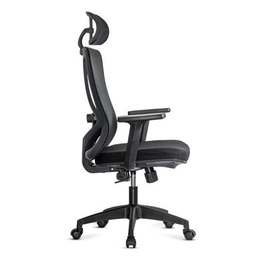 Scaun ergonomic negru cu tetiera reglabila si suport lombar OFF 987
