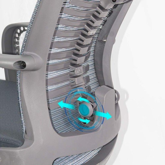 Scaun ergonomic gri SYYT 9502 cu mesh și tetieră