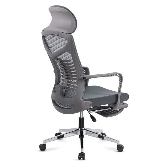 Scaun ergonomic gri SYYT 9502 cu mesh și tetieră