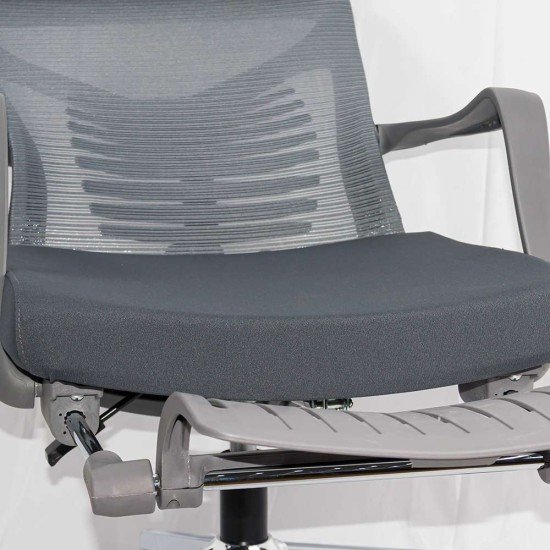 Scaun ergonomic gri SYYT 9502 cu mesh și tetieră