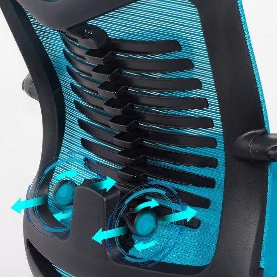 Scaun ergonomic cu spatar rabatabil si suport picioare SYYT 9502 albastru