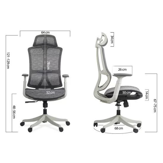 Scaun de birou ergonomic cu tetiera reglabila SYYT 9511 gri
