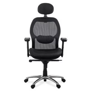 Scaun de birou ergonomic rezistent 150 kg cu suport lombar si cotiere reglabile SYYT 9513 negru