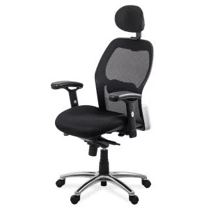 Scaun de birou ergonomic rezistent 150 kg cu suport lombar si cotiere reglabile SYYT 9513 negru