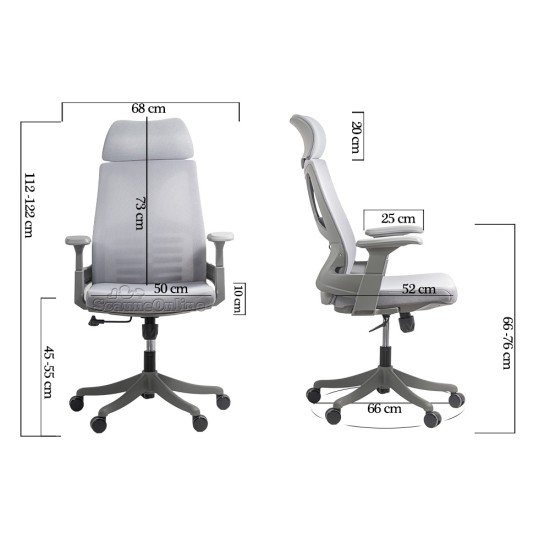 Ergonomic mesh chair with lumbar support and headrest SYYT 9514 grey