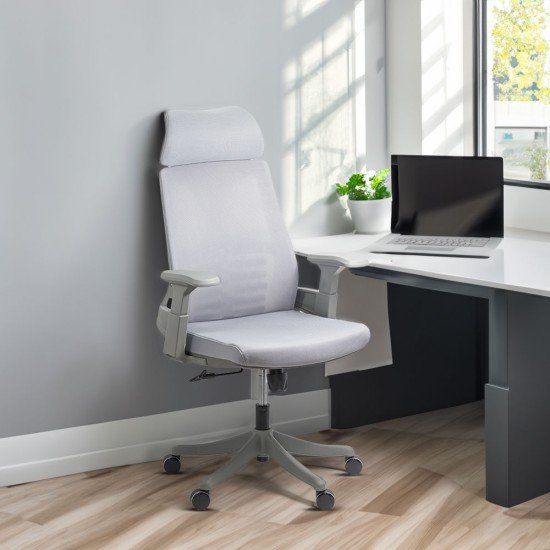 Ergonomic mesh chair with lumbar support and headrest SYYT 9514 grey