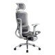 Scaun birou ergonomic gri din mesh cu tetieră reglabilă, brațe 4D și șezut culisant SYYT 9520
