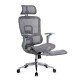 Scaun birou ergonomic gri din mesh cu tetieră reglabilă, brațe 4D și șezut culisant SYYT 9520