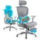 Scaun ergonomic gri din mesh rezistent la 150 kg cu funcție de masaj lombar cu încălzire SYYT 9521