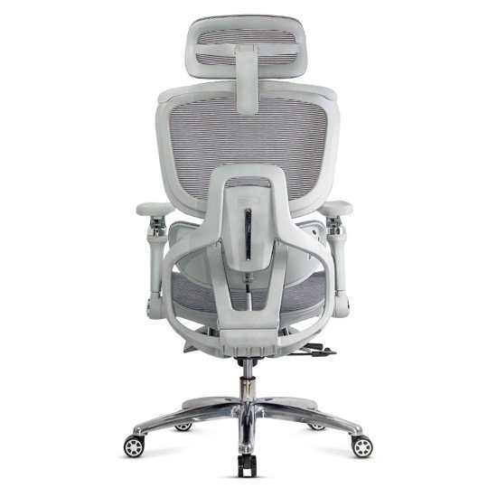 Scaun ergonomic gri din mesh rezistent la 150 kg cu funcție de masaj lombar cu încălzire SYYT 9521