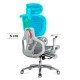 Scaun ergonomic gri din mesh rezistent la 150 kg cu funcție de masaj lombar cu încălzire SYYT 9521