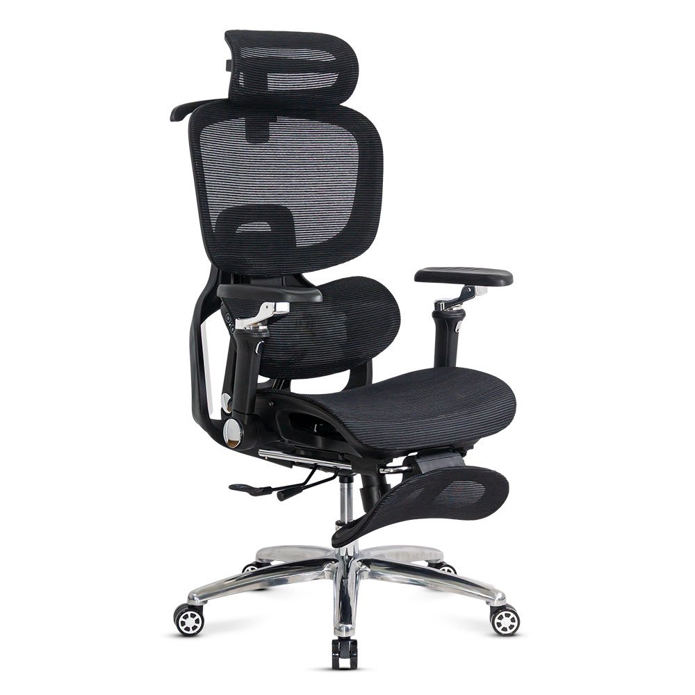 Scaun ergonomic negru din mesh cu șezut cu ventilație și suport lombar cu încălzire și masaj SYYT 9521