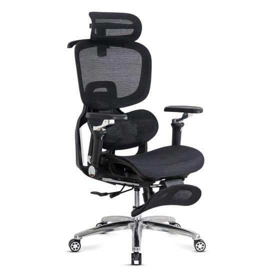 Scaun ergonomic negru din mesh cu șezut cu ventilație și suport lombar cu încălzire și masaj SYYT 9521