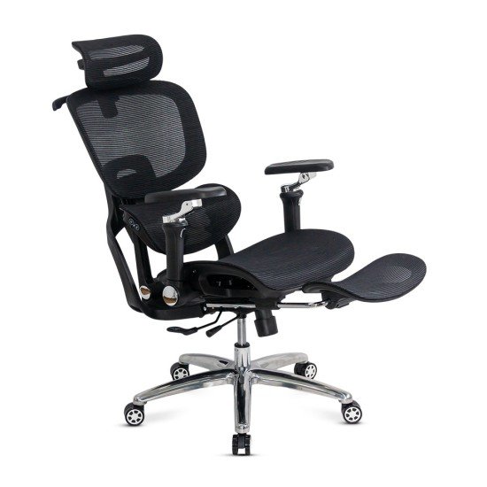 Scaun ergonomic negru din mesh cu șezut cu ventilație și suport lombar cu încălzire și masaj SYYT 9521