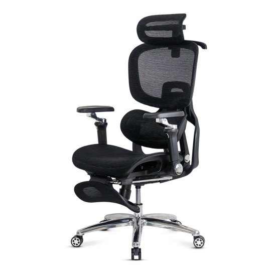 Scaun ergonomic negru din mesh cu șezut cu ventilație și suport lombar cu încălzire și masaj SYYT 9521
