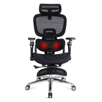 Scaun ergonomic negru din mesh cu șezut cu ventilație și suport lombar cu încălzire și masaj SYYT 9521
