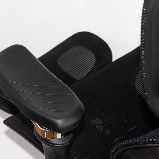 Scaun ergonomic negru din mesh cu șezut cu ventilație și suport lombar cu încălzire și masaj SYYT 9521