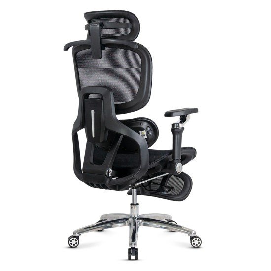 Scaun ergonomic negru din mesh cu șezut cu ventilație și suport lombar cu încălzire și masaj SYYT 9521