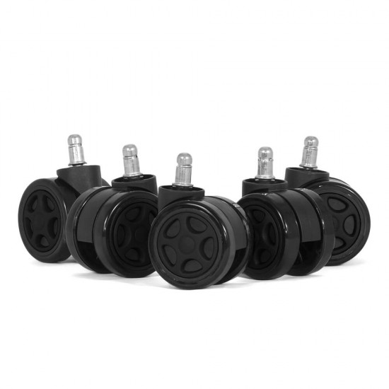 Set of 5 rubber wheels for gaming chairs - Black