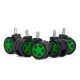 Set of 5 rubber wheels for gaming chairs - Green