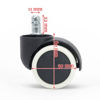 Set 5 role gumate pentru scaune de birou - Alb