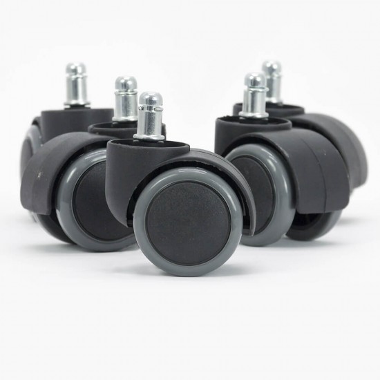 Set of 5 rubber rollers for office chairs - Grey Set of 5 rubber rollers for office chairs - Grey