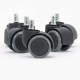 Set of 5 rubber rollers for office chairs - Grey