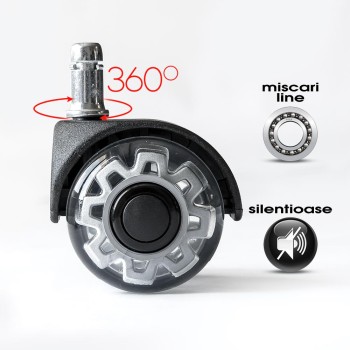 Role duble silicon gri pentru scaune de birou