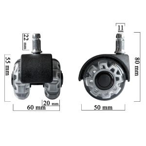 Double grey silicone casters for office chairs Double grey silicone casters for office chairs