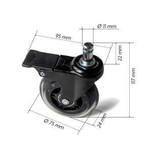 Silicone castors with brake for office chair Silicone castors with brake for office chair