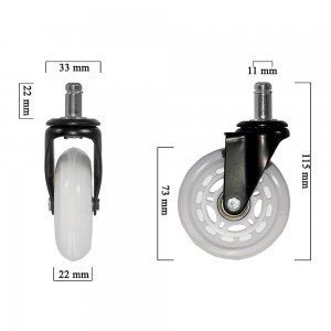 Silicone rollers for office chair - White Silicone rollers for office chair - White