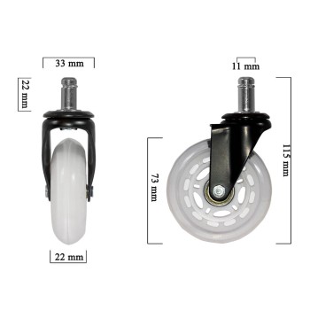 Role silicon pentru scaun de birou - Alb