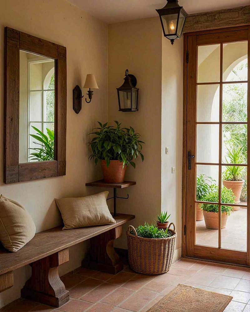 Amenajarea holului in stil rustic