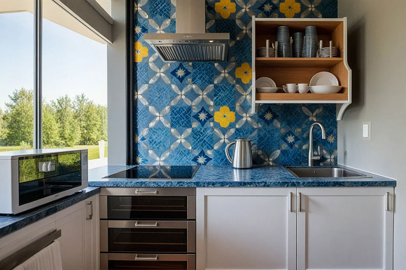 Amenajare bucatarie albastra