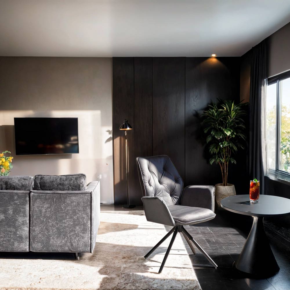 Scaun living rotativ din catifea BUC 0224 gri