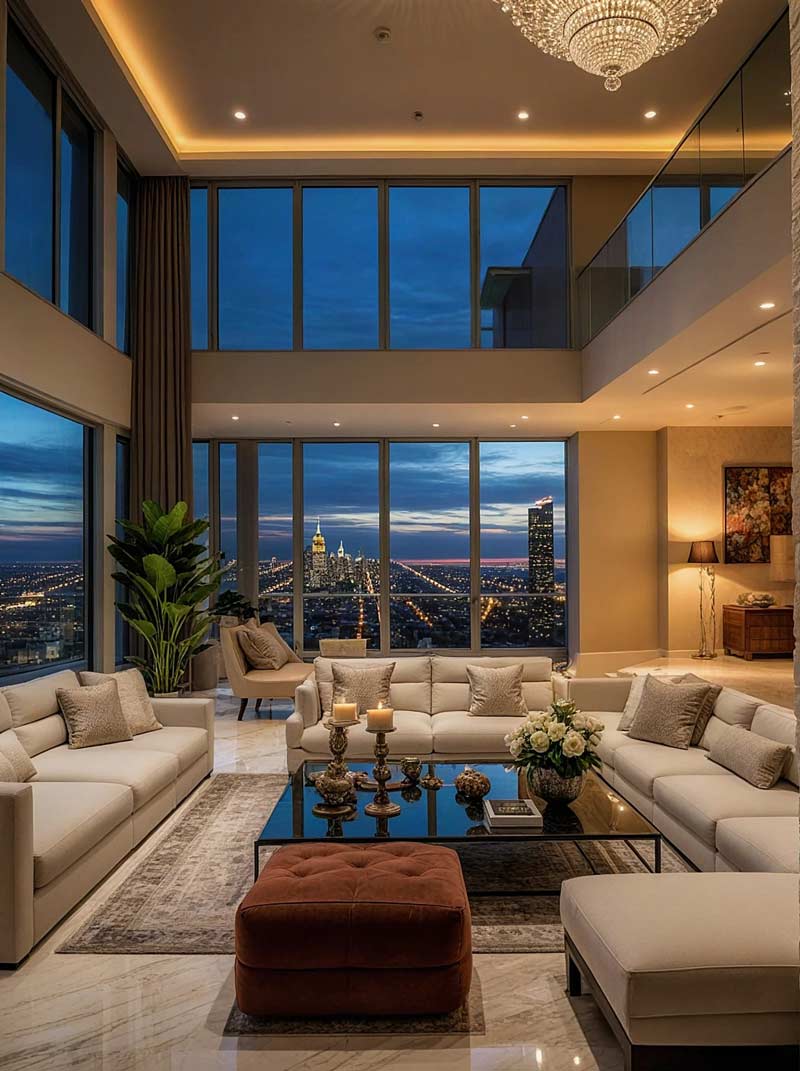 Lumina LED intr-un living modern