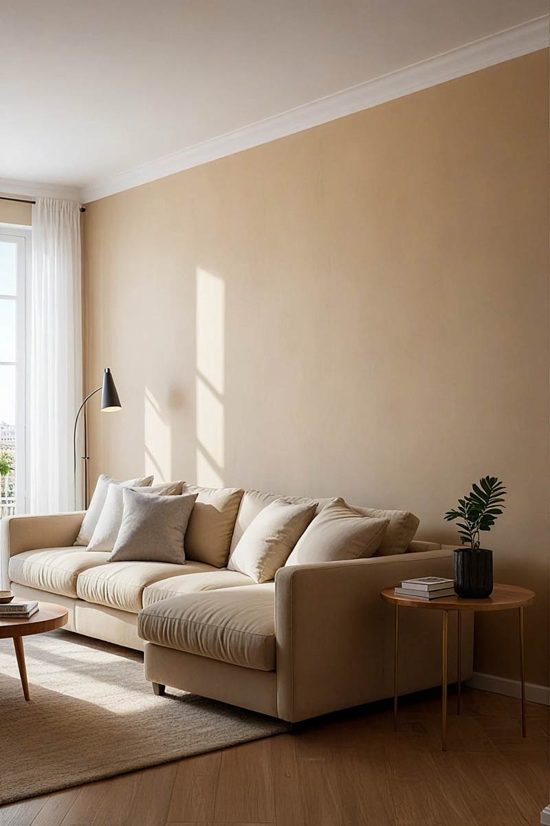 Living modern cu perete bej
