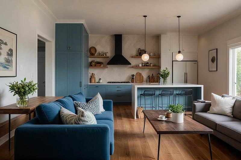 Amenajarea unui living modern open space cu bucatarie