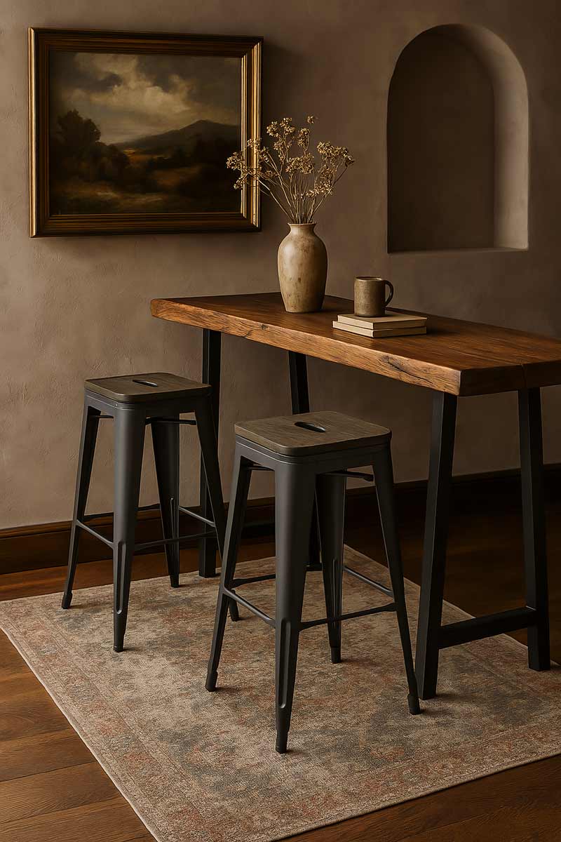 Scaune de bar ABS 124 intr-un decor rustic