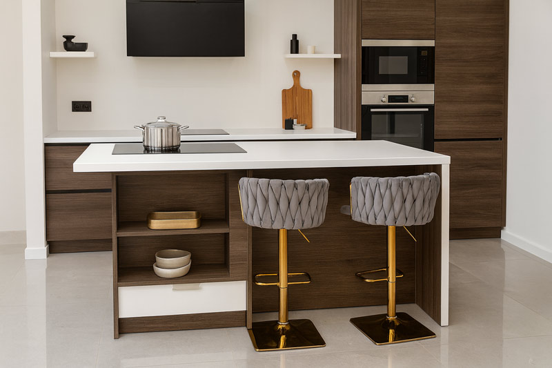 Insula de bucatarie mobila cu electrocasnice integrate